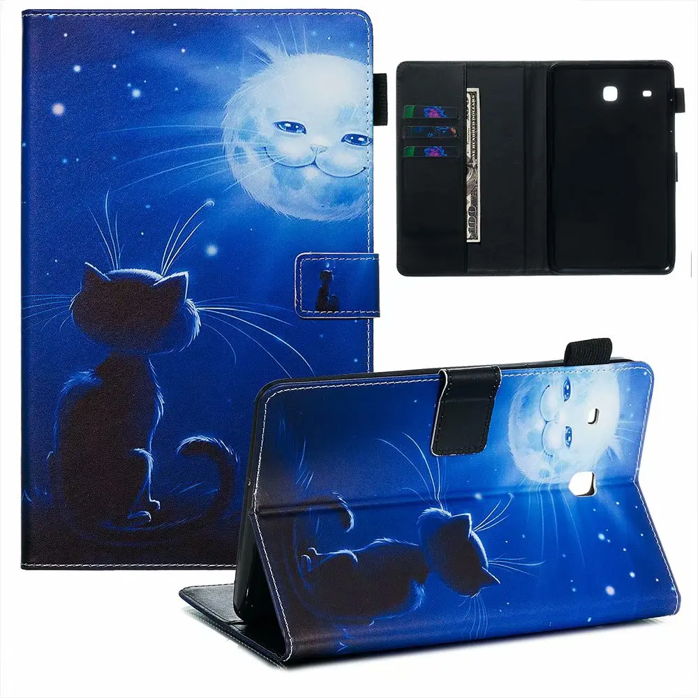Цветной чехол для планшета из искусственной кожи для Samsung Galaxy Tab E 8,0 T377 T375 T377V SM-T377 флип-чехол-подставка, петля+ ручка