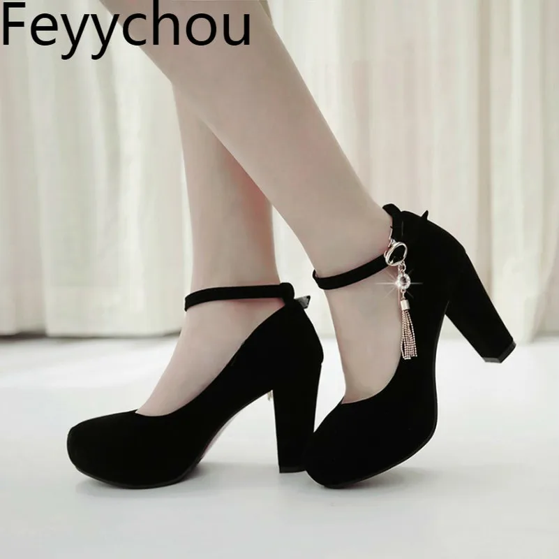 Туфли-лодочки женские с ремешком на щиколотке заостренный носок платформе очень