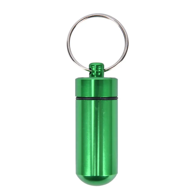 Мини-коробка для таблеток, брелок для ключей, медицинский ящик, медицинский уход, 1 шт., водонепроницаемый алюминиевый контейнер для бутылок, держатель для лекарств - Цвет: Зеленый