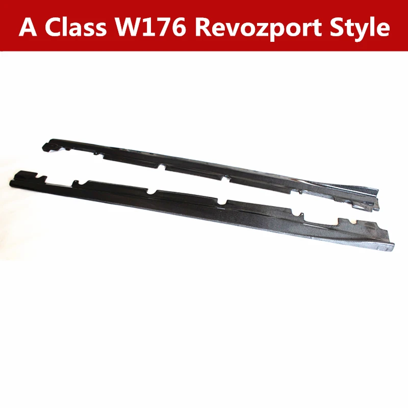 Revozport Style Пара для benz A Class W176 углеродное волокно автомобиля боковая юбка подходит рокер сплиттеры крылья Winglet диффузор Профессиональный auo аксессуары - Цвет: Revozport Style