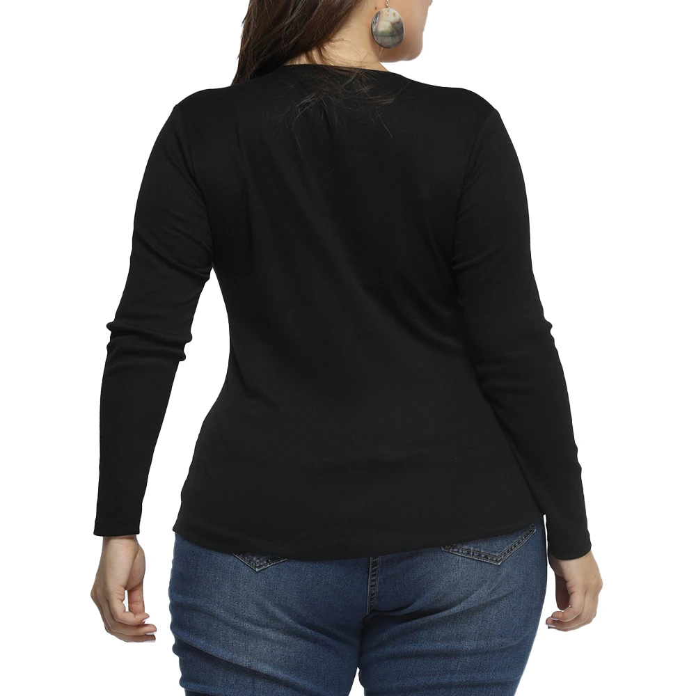 5XL, черный цвет, плюс размер, топы, женская сексуальная открытая блузка, осенние Рубашки с длинным рукавом, блузки, винтажные, облегающие, офисные, женские блузки, D30