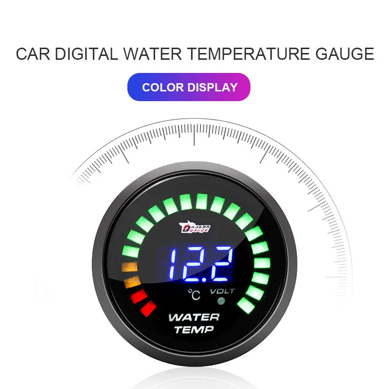 Vehemo Красочный светодиодный измеритель температуры воды для приборной панели автомобиля электроники Мотометр