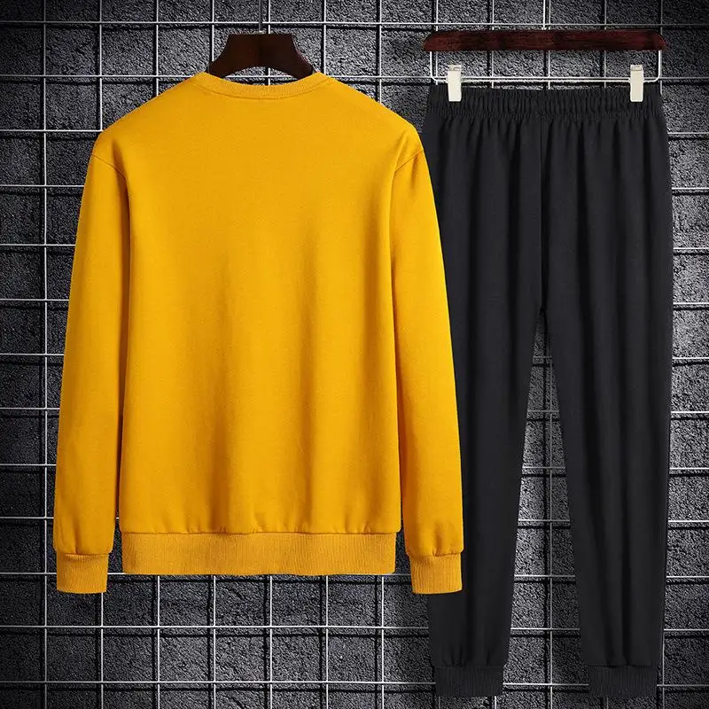 Man Basic Sweatshirts Sets Vroege Voorjaar Sweatshirts + Elastische Taille Broek Casual Suits Street Wear Size M-4Xl Hoge Kwaliteit Zacht