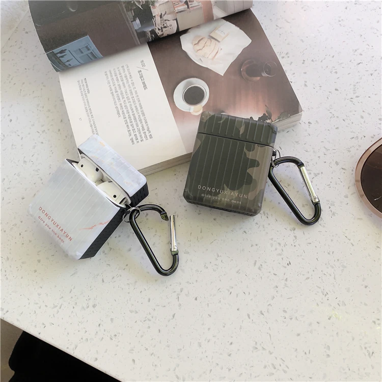

Luxury Fashion camouflage Marble wireless For iPhone airpods 1 2 For iPhone headset Case Soft TPU silicone Smooth Cover Case