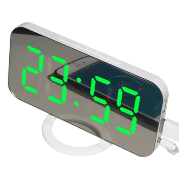 

LED Mirror Alarm Clock Dual-USB Output Wake Up Light Clock For Mobile Phone Charging Snooze Table Clock Home Decoration