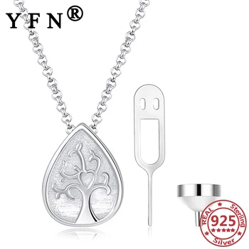 

YFN 925 Sterling Silver Tree Urn Necklaces for Ashes Water Drop Customize Letters Memorial Pet Ash Casket Urn Pendants Necklaces