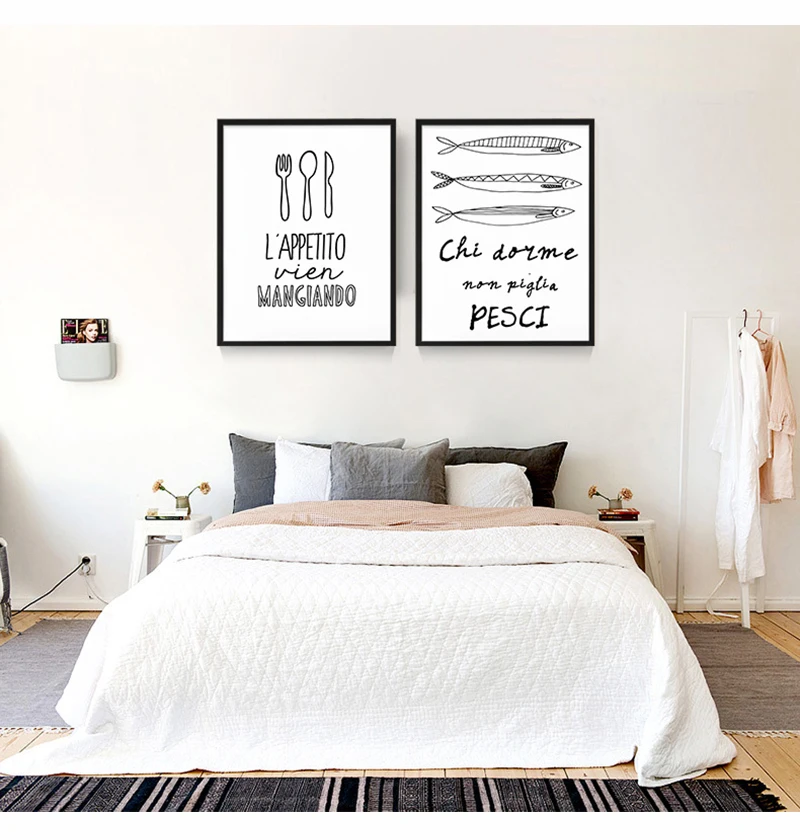 Italian-Quote-Fish-Tableware-Prints-Posters-on-Canvas-Kitchen-Decorative-Paintings-Wall-Art-Modern-Pictures-for