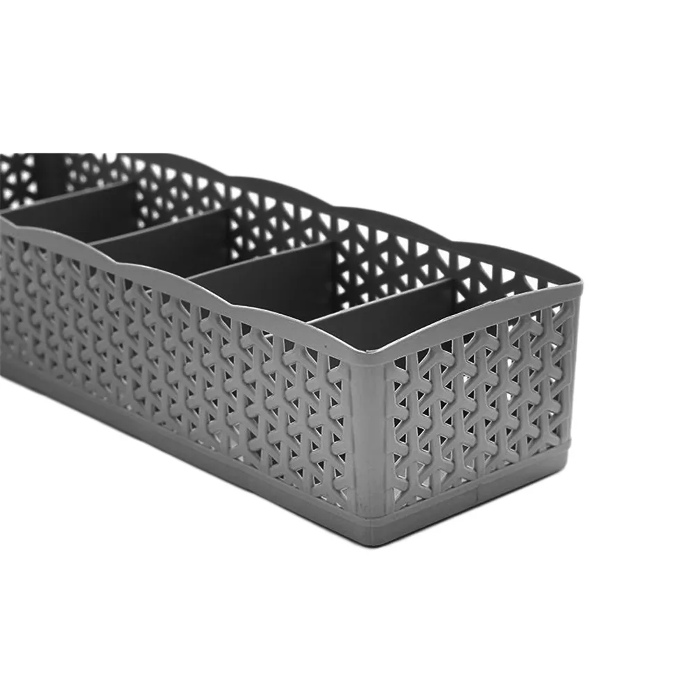 5 Cells Plastic Organizer Storage Box Tie Bra Socks Drawer Cosmetic Divider look tidy clean organizador de maquillaje#A