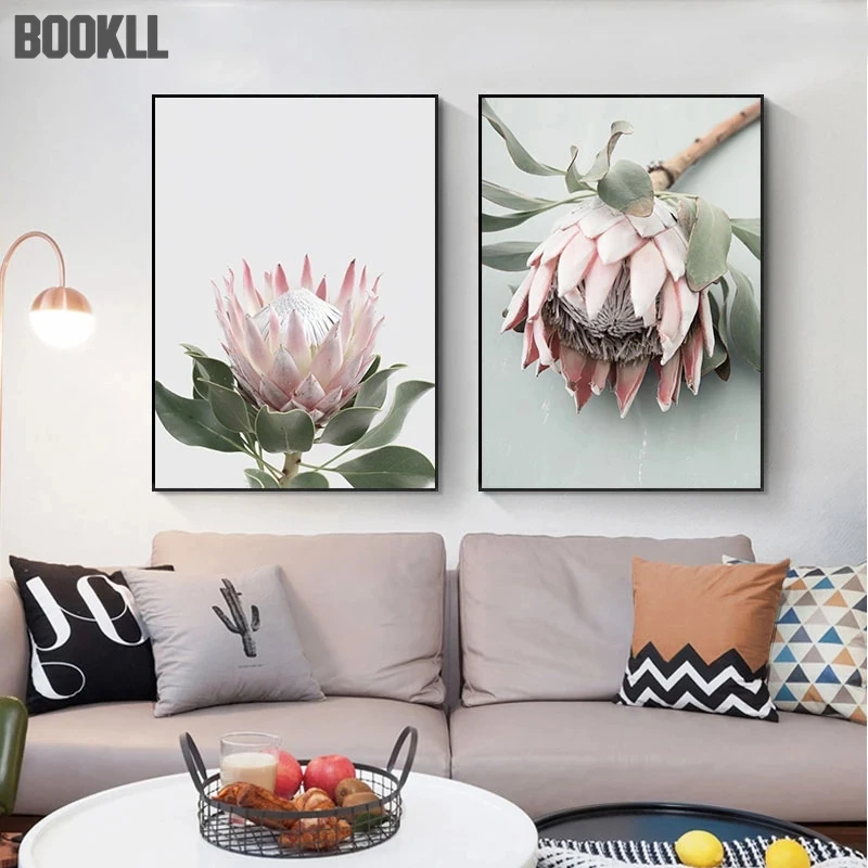 Protea King Flower Plant Picture Botanical Art Poster Nordic Floral Wall Canvas Print Painting Modern Living Room Decoration | Дом и сад