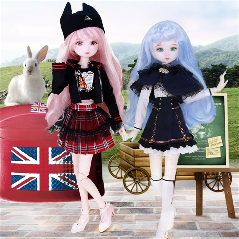 34 подвижных суставов BJD кукла 1/4 с Полный комплект одежды парики обувь макияж 45 см