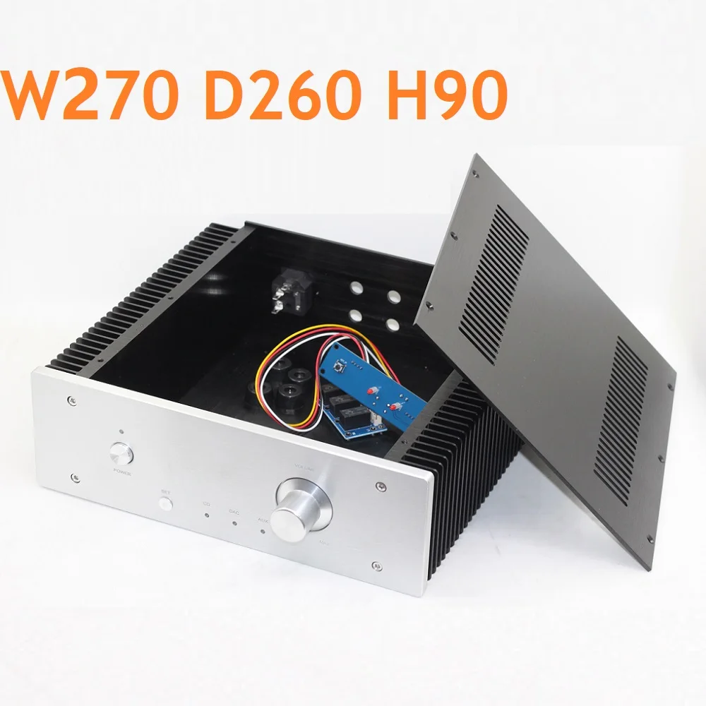 

DIY Preamp AMP Chassis Aluminum Tube Amplifier Box Radiator AC12V Power Switch Board Decoder Shell Hifi DAC Shell W270 H60 D260