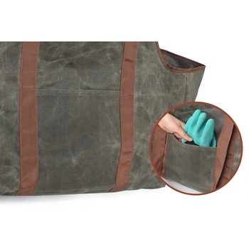 

Wood Log Tote Bags Waterproof Wax Canvas Firewood Carrier Storage For Camping