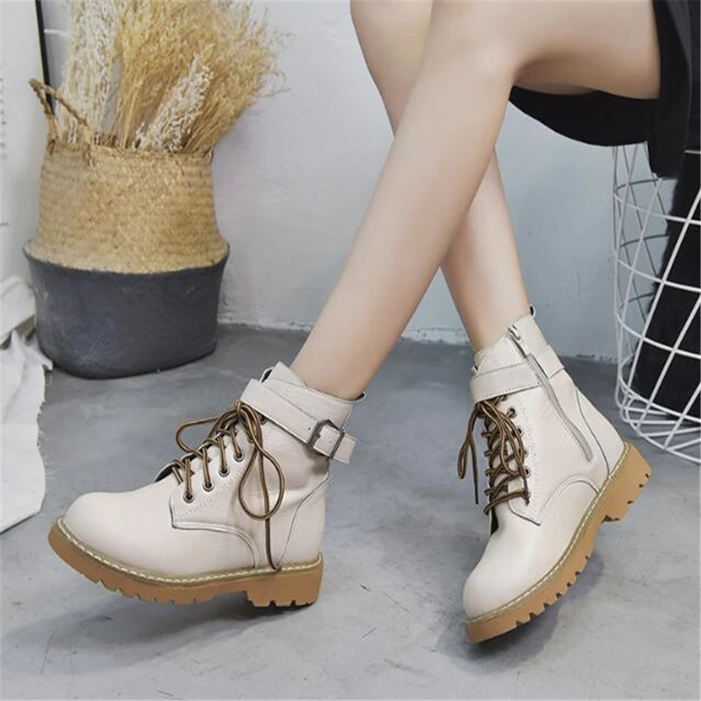 

Women's Motocycle Leather Women's Platfom Ankle Boots Fashion Women Winter Warm Chunky Heel Martin Shoes Lady Single Boot y1213