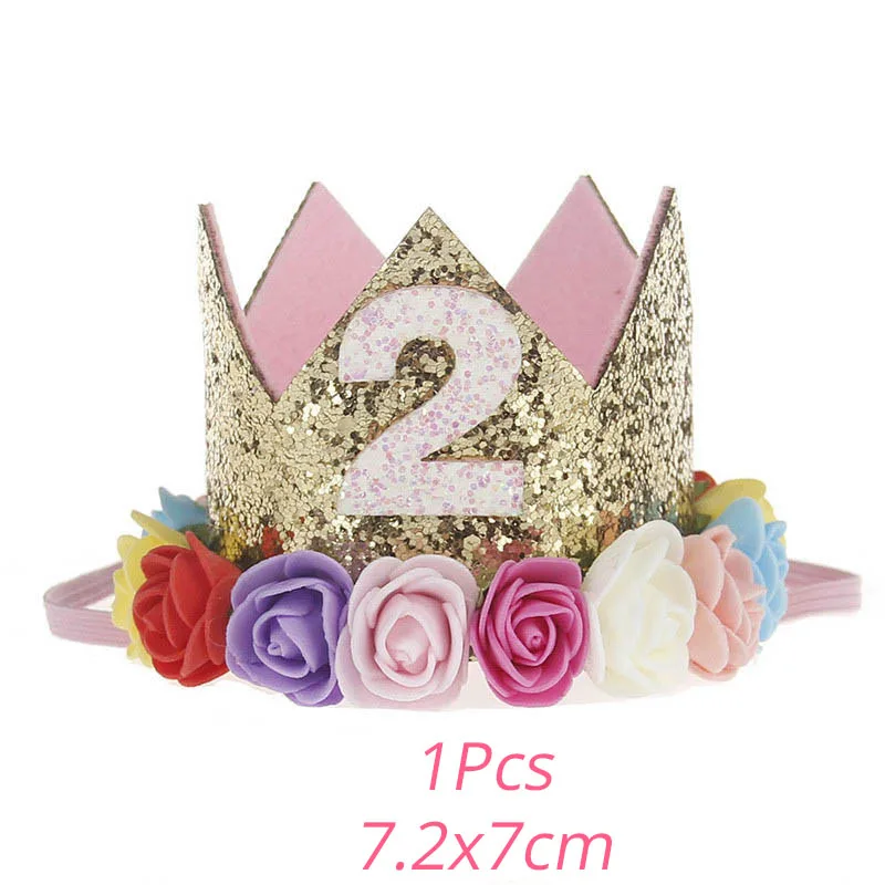 1-й декор для вечеринки в честь Дня рождения шляпа дети От 1 до 3 лет счастливый день рождения для мальчиков и девочек для празднования первого дня рождения ребенок душ Декор розовая корона шляпа