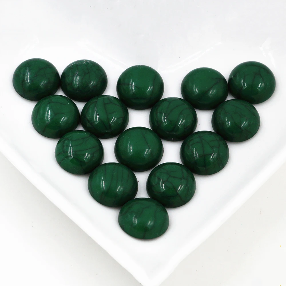 New Fashion 40pcs 8mm 10mm 12mm Dark Green Color Flat Back Resin Cabochons Cameo | Украшения и аксессуары