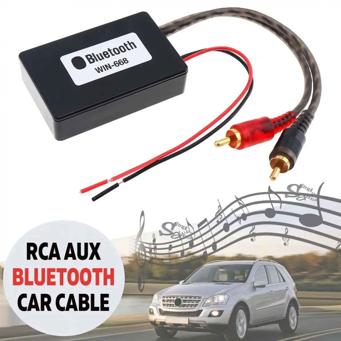 Универсальный Автомобильный bluetooth беспроводной адаптер подключения для стерео с 2 RCA AUX в музыкальном аудио вход беспроводной кабель для автомобиля