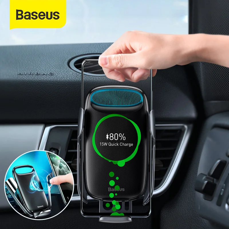 Uchwyt grawitacyjny z ładowaniem bezprzewodowym Baseus 15W Qi Wireless Car Charger za $19.99 / ~79zł