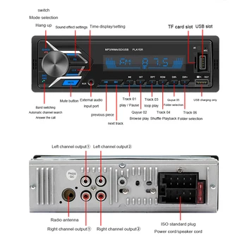 

AUX In Car MP3 Player With Bluetooth Support USB Charging AM FM LCD Display Radio Receiver Multicolor Backlight Wireless Music
