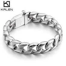 Трендовая 22 см длинная цепочка браслет для мужчин полированная нержавеющая сталь ручная цепь Brecelet Мужская мода ювелирные изделия подарки