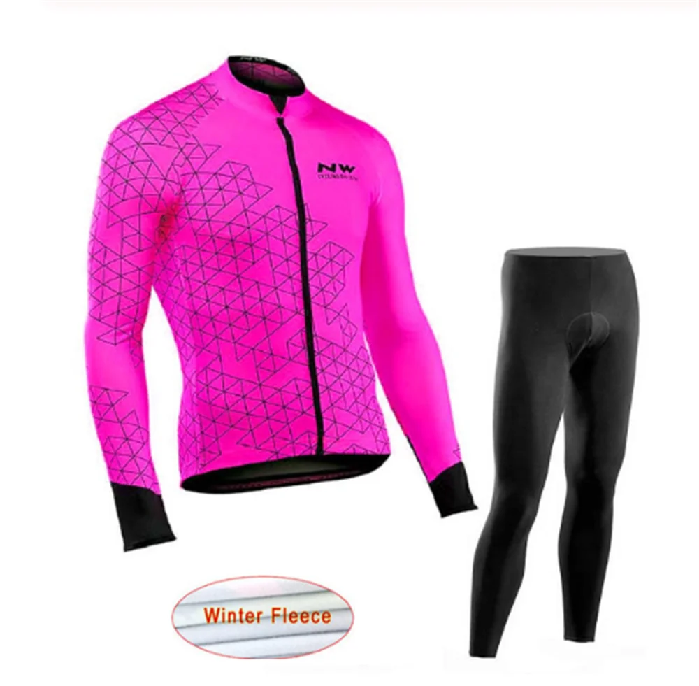 19 Pro Team NW Зимняя Теплая Флисовая велосипедная одежда для мужчин Northwave Jersey костюм для прогулок верховой езды на велосипеде MTB Одежда комбинезон набор 8 - Цвет: 18