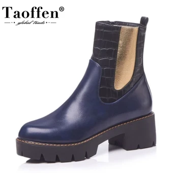 

Taoffen Women Ankle Boots Zipper High Heel Winter Shoes Woman Warm Fashion Platform Short Boot Office Lady Footwear Size 34-43