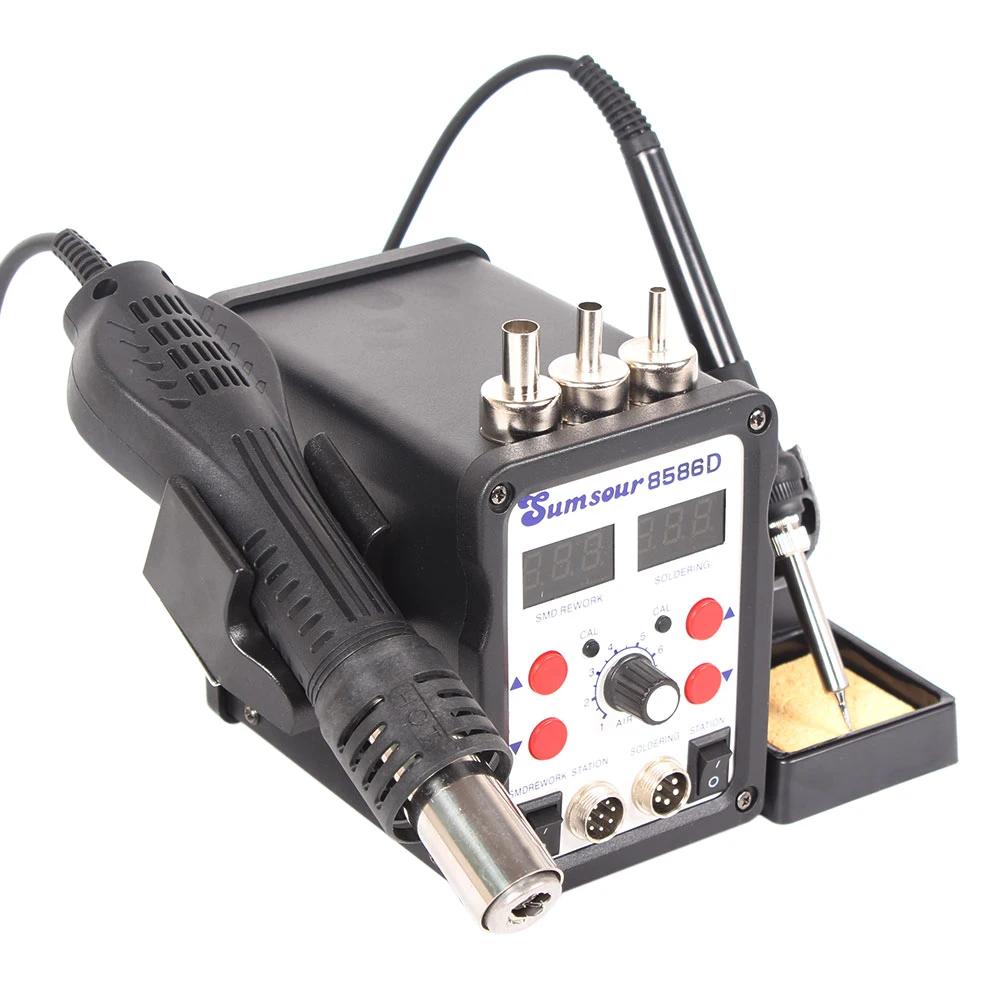 8586D 750 Вт цифровая паяльная станция 2 в 1 SMD BGA для переделки воздуходувка горячего