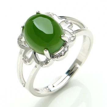 

Natural and Tianyu ring jade ring set 925 pure silver ring mouth female jade ring with certificate