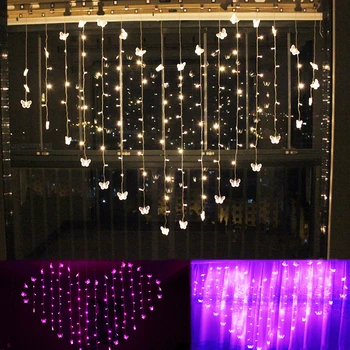 

Heart-shaped LED Butterfly Curtain Light Icicle Curtain 220V Light String Holiday Party Christmas Fairy Tale Wedding Decoration