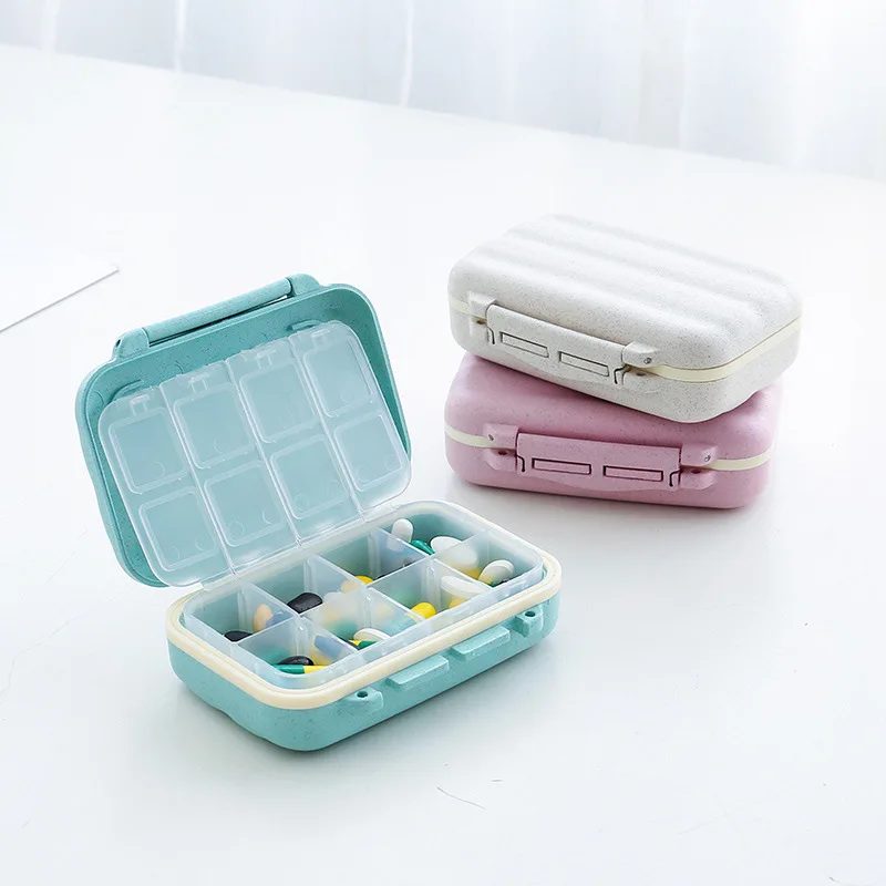 

Portable Pill Box Mini Medicine Box Wheat Straw Packing Small Portable Sealing Charger Carrying Case Drug Storage Box