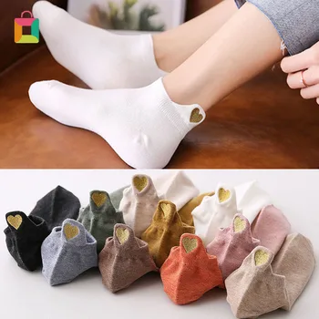 

1 Pair Women Socks Trendy Cotton Short Ankle Socks Cute Heart Casual Socks Low Cut Socks Glittery