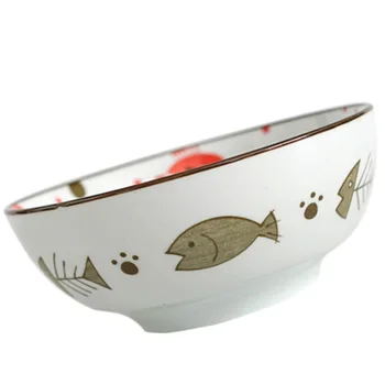 

1pc Chic Stylish Ceramic Bowl Printing Fruit Bowl for Restaurant