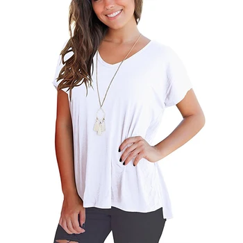 

2020 Women T-Shirt Women Short Sleeve Basic Solid Shirt Cotton Female Loose Top Casual Loose Tshirt