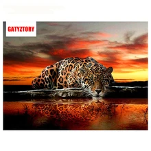 GATYZTORY 5D алмазная живопись полная квадратная дрель домашний декор DIY Алмазная вышивка Стразы мозаичная картина логотип леопарда на заказ