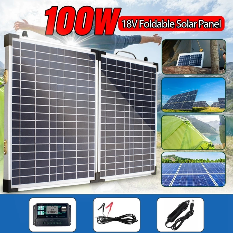 US $130.38 Foldable 100W 18V Solar Panel USB Smartphone Charger Car Boat RV Power Bank Solar Panel Kit Complele With Controller