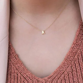 

New Namenecklace Gold Silver Color A-Z 26 Letters Pendant Necklaces for Women DIY Name Choker Necklace Jewelry party gifts