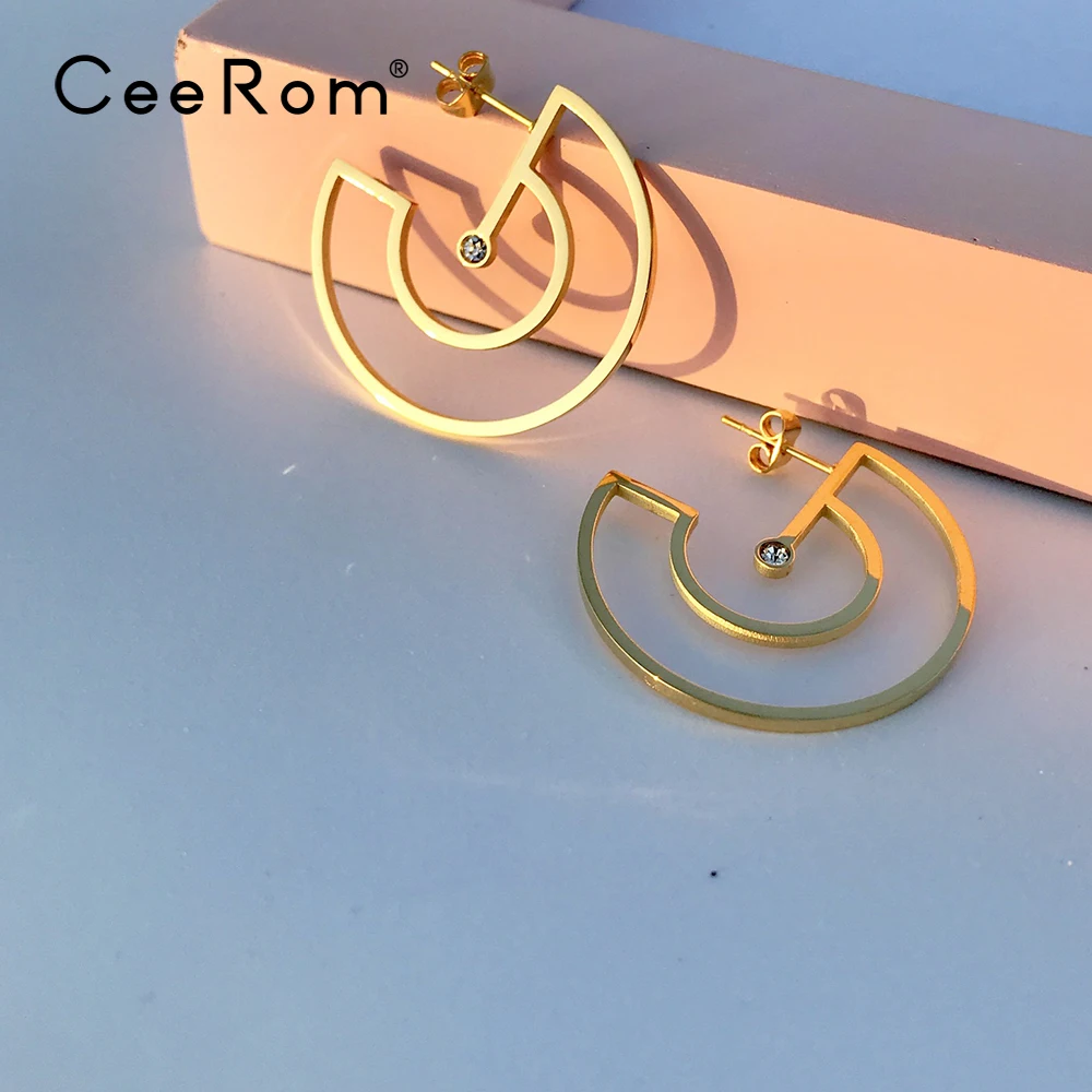 CeeRom модные круглые серьги-кольца, серьги золотистого цвета из нержавеющей стали, большие кольца, серьги для женщин, ювелирные изделия Brinco