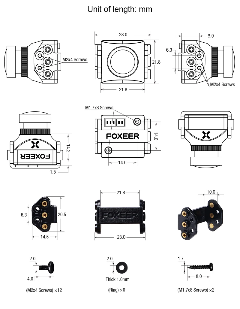 Foxeer razer Mini Micro HD 5MP 2,1 мм M12 1200TVL PAL NTSC 4'3 16'9 FPV камера с OSD 4,5-25 V естественное изображение FPV гоночный Дрон