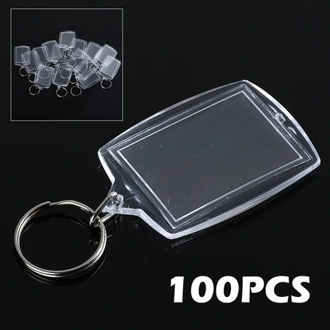 Keychain Acrylic Key Chain Key Ring Blank Keyrings Insert Photo Passport Keychain Gift for Women Men Kids 46*33mm