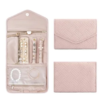

Lady Portable Travel Makeup Jewelry Organizer Earrings Nail Ring Storage Bag Necklace Bracelet Zipper Box Accessories Suppliess