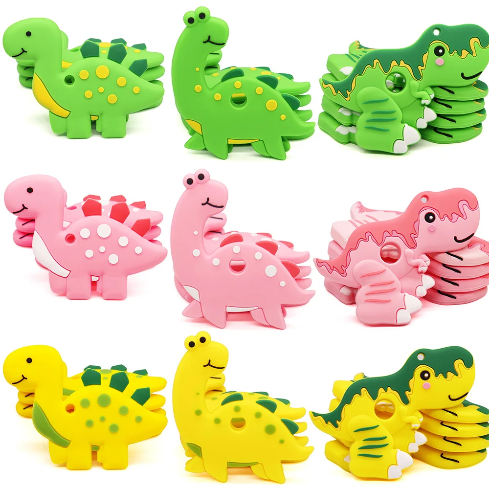 

BPA Free Baby Teethers Food Grade Teething Beads Necklace Pendants Accessories Cartoon Dinosaur Teethers