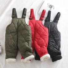 Комбинезоны для мальчиков зимний вельветовый утепленный детский комбинезон для девочек, детские штаны г. Новинка, теплые пуховые детские штаны Высокое качество