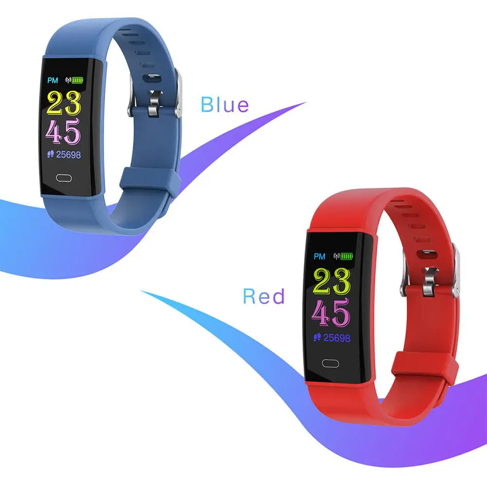 Kuulee Цвет ЖК-дисплей Bluetooth Smart Band спортивные часы здоровья сердечного ритма в режиме реального Водонепроницаемый Фитнес трекер Смарт-браслет