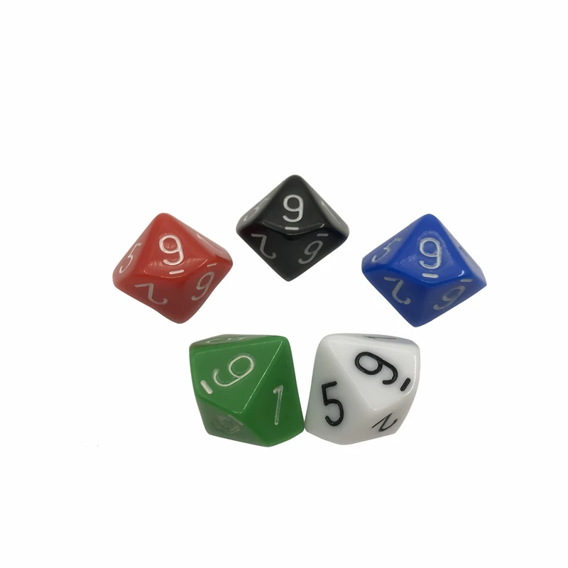 

5Pcs/Lot Multicolor D10 Originality Dice Acrylic Rounded Corner Multi-faceted Dice Set Dungeon and Dragons Game Dice