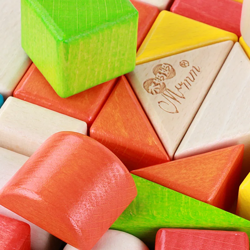 Деревянные радужные блоки 32 шт. Детские классические красочные формы когнитивные строительные блоки игрушки Обучающие Детские деревянные цветные блоки подарок