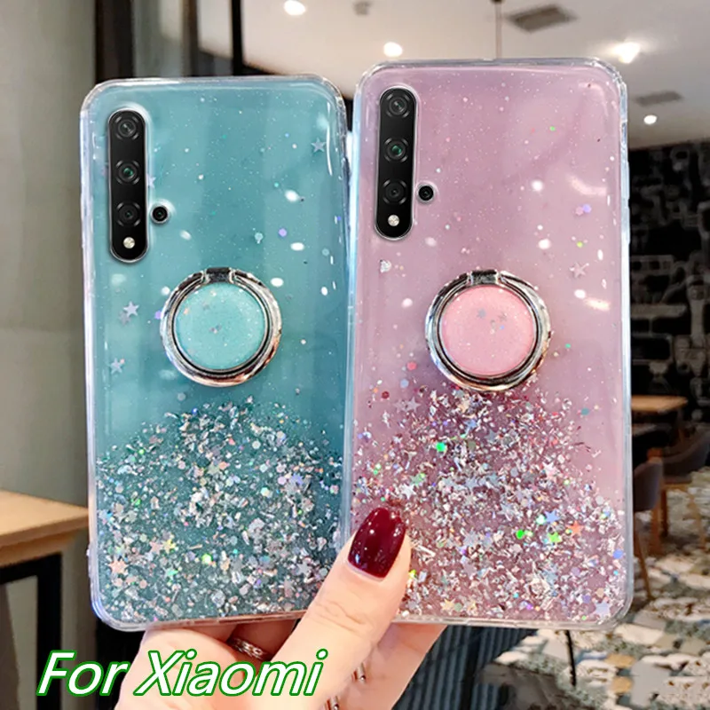 Прозрачный мягкий чехол с блестками для Xiaomi 8 9 SE CC9E CC9 Note 10 Pro Redmi K20 5 6 7 8T звездное