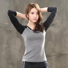 Спортивные рубашки с длинными рукавами для женщин, облегающие, с круглым вырезом, для йоги, для фитнеса, топы для тренировок, спортивная одежда для спортзала