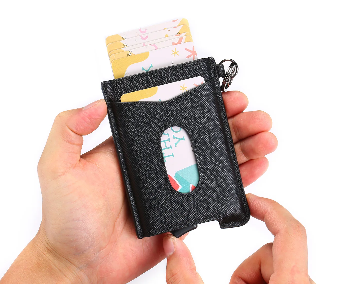 Bycobecy натуральная кожа смарт-кошелек RFID держатель для карт тонкая Противоугонная защита ID Держатели алюминиевая коробка pupp Up Чехол для карт