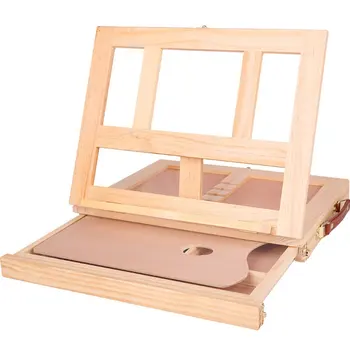 

Foldable Wooden Desk Table Easel With Integrated Wooden Box Oil Paint Suitcase Desktop Box Art Supplies For Painting Artist