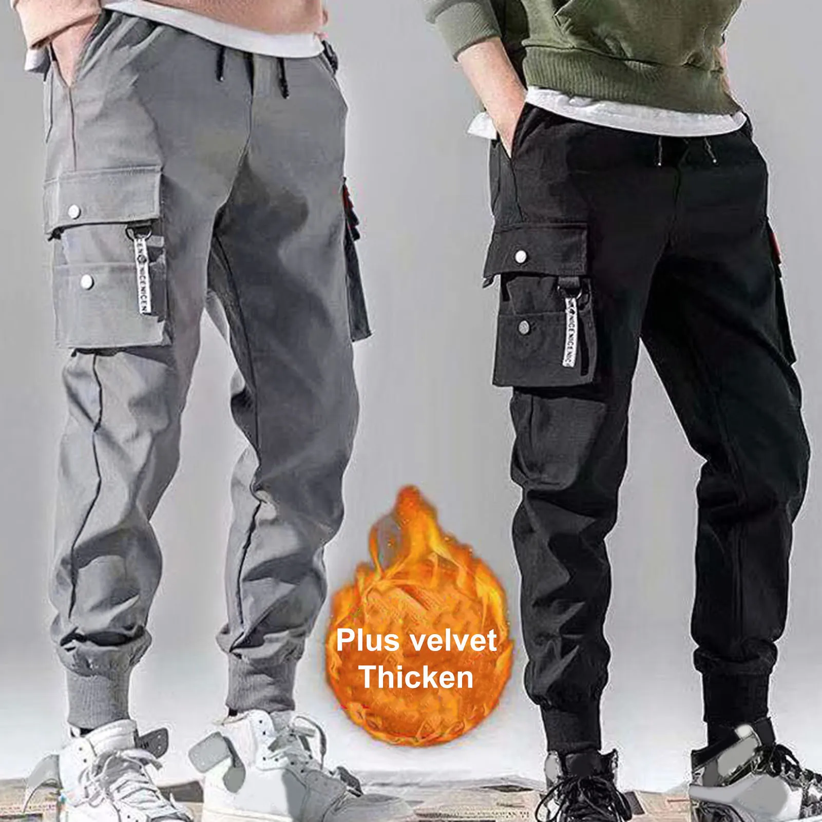 Hot！Autumn Men Pants Hip Hop Harem Joggers Pants 2021New Male Trousers Mens Solid Multi-pocket Cargo Pants Skinny Fit Sweatpants mens casual dress pants