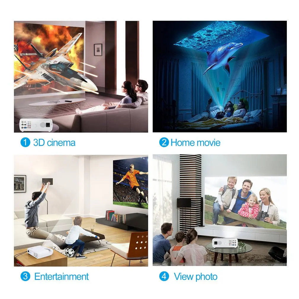 LESHP видеопроектор 2600 лм для домашнего кинотеатра Поддержка 1080P HD 3D с 5,0 дюймовым ЖК-дисплеем TFT+ Бесплатный HDMI BL20